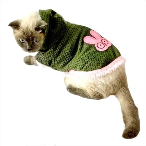 Bunny Pink Hoodie with Lace, Sweatshirts for Cats, Cat Fashion, Cat Dress, Cat Clothes, pet Clothes