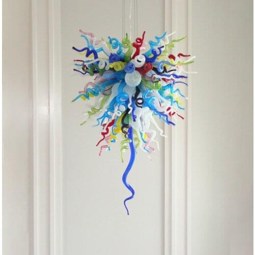 Modern Crystal Chandelier Lighting LED Lights for High Ceiling Spaces Dining Room Hand Blown Art Glass Chandeliers