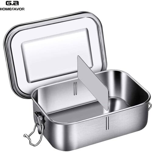 Top 304 Stainless Steel Bento Lunch Box With Silicone Sealing Ring Removable Separation Blade Preservation Leakproof Container