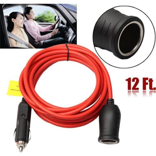 3.5M 12V/24V Car Cigarette Lighter Plug Extension Cable with Socket 10 Fuse 12ft Socket Extension Cable Copper Wire Light#296448