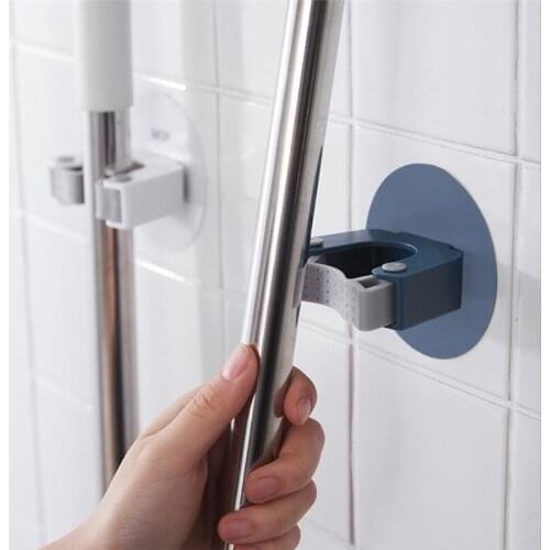 Punch Free Buckle Mop Clip Hook Bathroom Wall Hanging Storage Clip Broom Clip Seamless Mop Hanging on the Bathroom Wall