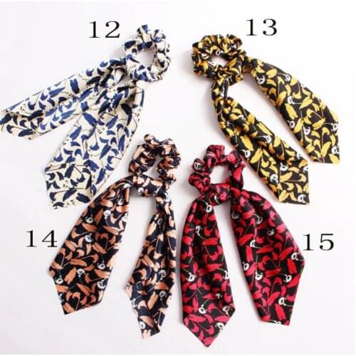Women Rabbit Ear Printing Headband Bowknot Elastic Hair Bands Leopard Floral Scrunchie Hair Accessories Headwrap 20pcs F307