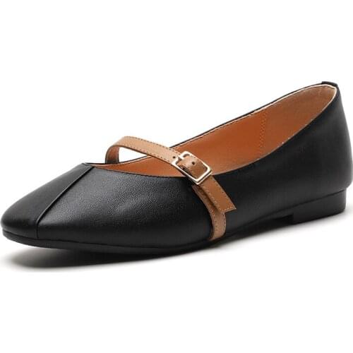 Womens shoes 19 years spring light driving 40-42 square leather shoes