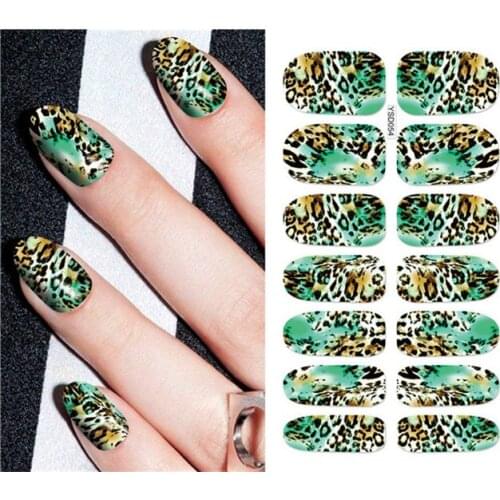 1 sheet DIY Nail Art Water Transfer Stickers Green Leopard Print slider adhesive Watermark Decals Women Beauty Wedding Nails