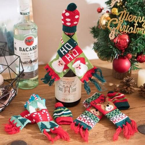 1pcs Christmas Wine Bottle Cover Bag Elk Ornaments Christmas Decorations for Home Xmas Party Dinner Table Decor Navidad Gift