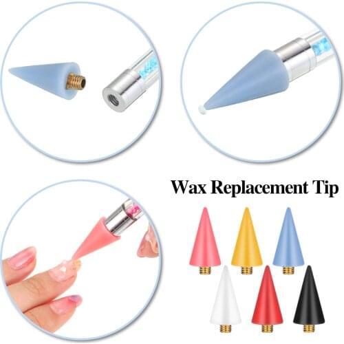 12 Pcs Self-adhesive Replace Nail Dotting Wax Pencil Head Beads Rhinestones Gems Picker Nail Tips Picking Tool For Dotting Pen
