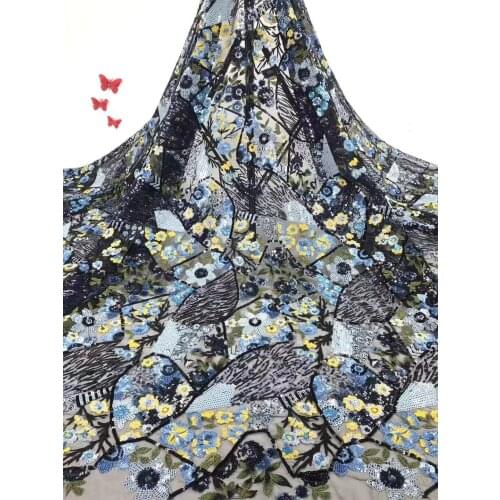 2021 new design African lace fabric high quality lace fabric French embroidery tulle lace fabric sequins FJ3426