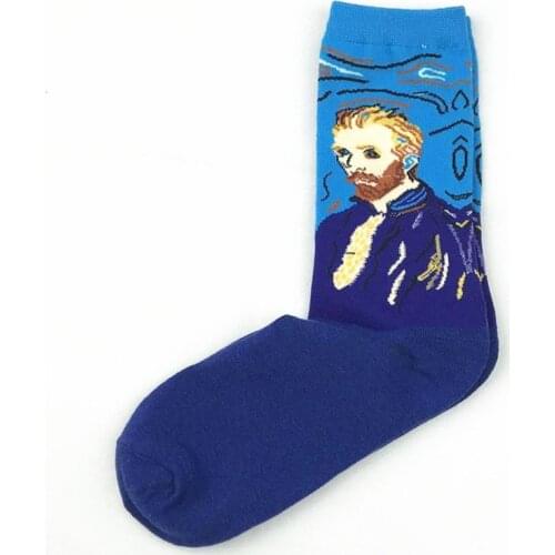5 Pairs Art Cotton Socks Retro Men Personality Van Gogh Mural World Famous Painting Male Socks Oil Funny Happy Socks
