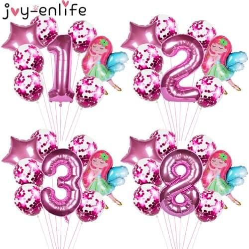 8pcs Little Fairy Girls Pixie Balloons 40inch Pink Number Ballon 1 2 3 4 5 6 7 8 9th Baby Shower Kids Girls Birthday Party Decor