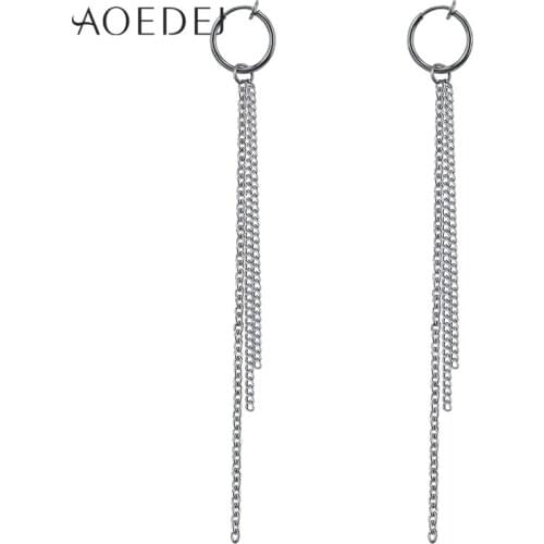 AOEDEJ Fashion Fake Piercing Long Tassel Earrings Men Women Free Shipping Korean Hoop Earring Jewelry Ear Cartilage Jewelry 2018