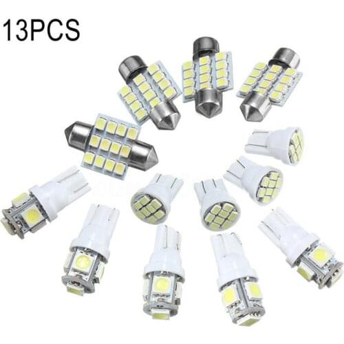 Car White LED Lights 13pcs for Tail Bulb Brake Lights Reverse Lamp Daytime Running Signal Light