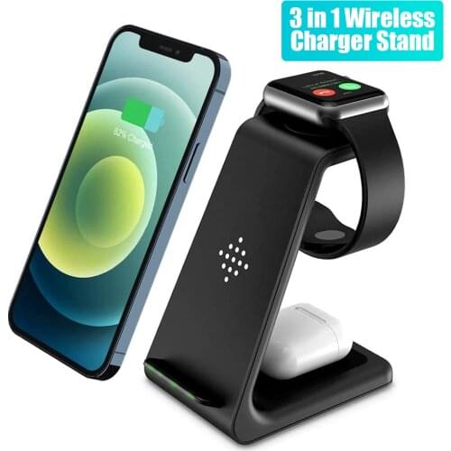 3 in 1 Fast Wireless Charger Stand Dock Station For Apple Watch AirPods Pro iPhone Samsung Phone Qi Quick inductive Charging