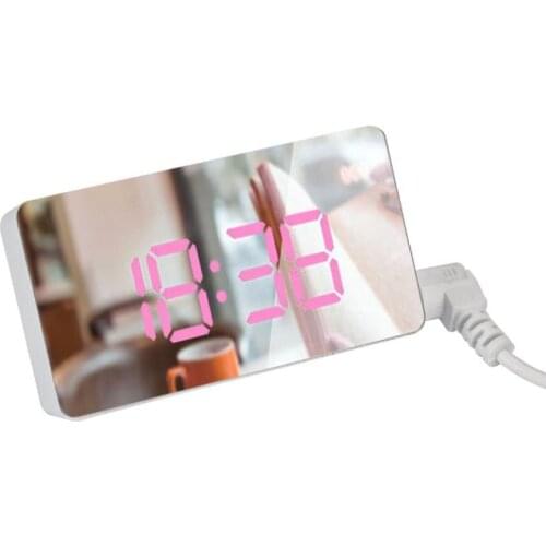 2020 New LED Mirror Mini Digital Alarm Clock Table Electronic Time Temperature Date Display Clock Home Decoration Digital Clock