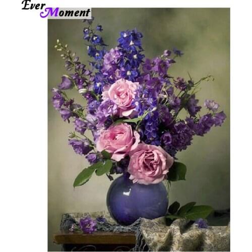 DIY 5D Diamond Embroidery Purple Flowers Pattern Rhinestone Mosaic Full Square Diamond Painting Cross Stitch Kits ASF180