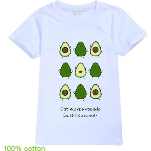 Avocado hand-painted cartoon printing sports and leisure short-sleeved T-shirt tops boys and girls summer thin T-shirt tops