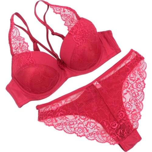 Women Bra Briefs 2 Pcs Set Sexy Push Up Lace Decoration Underwear Suit Fashion Novel Solid Color Bra Sets With Bow