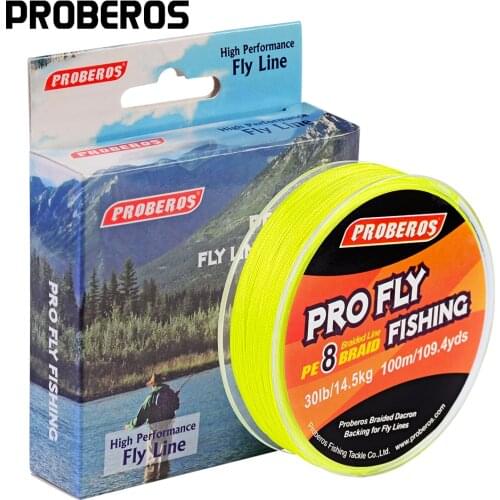 100M PRO BEROS Brand Pro Series Fly Line 20LB/30LB Yellow/Red Color Fly Backing Line 8 Weaves Fly Line