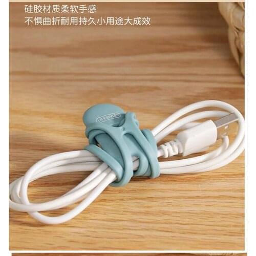 LHS 4pcs Universal Line Storage Clip Desk Organizer Winder Portable Earphone Data Cable Storage Buckle Organizer