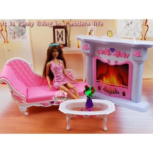 Fashion princess for barbie living room set stove winter house furnitur 1/6 bjd doll accessories child toy gift