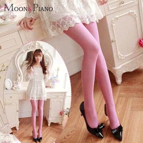 Fashion Tights Women Long Stocking Sweet Lolita Lace Carved Net Hollow Autumn Thin Section Bottoming Girl Tights Over Knee Sock