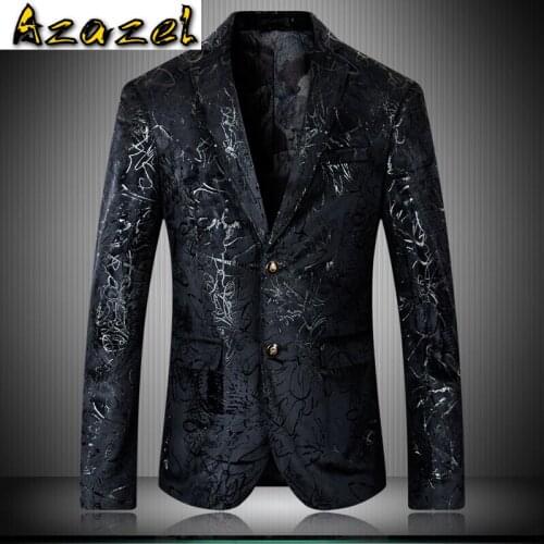 Azazel Blazers Men High Quality Velvet Printed Single Breasted Prom Man Blazers Plus Size 4xl 5xl Fashion Casual Mens Blazers