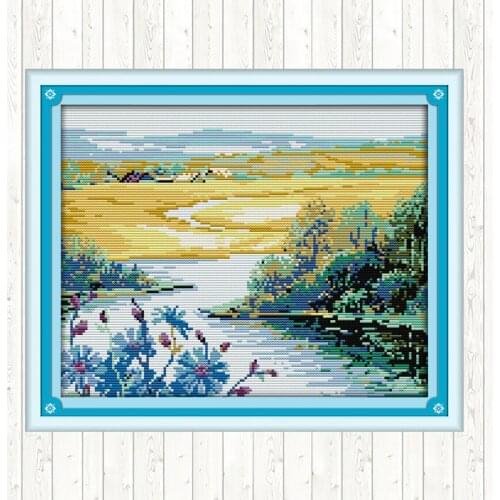 Beautiful Spring Season 14CT 11CT Counted and Stamped DMC Cotton Thread Printed Canvas Cross Stitch Kits DIY Needlework Crafts