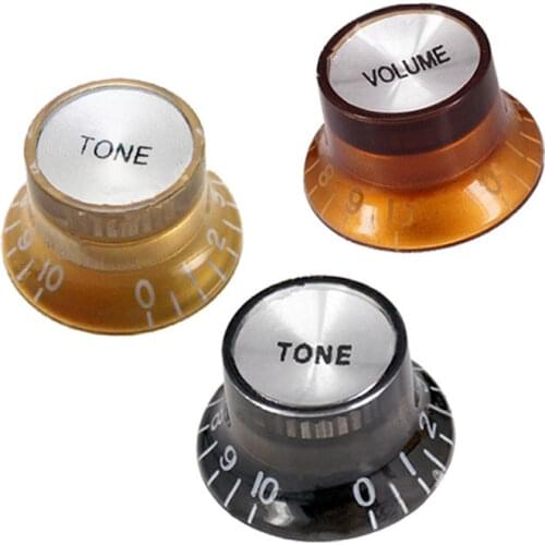 QHX 4 Pcs Silver Top Electric Guitar Speed Control Knobs Buttons Coffee Gold guitar accessories parts Musical instrument
