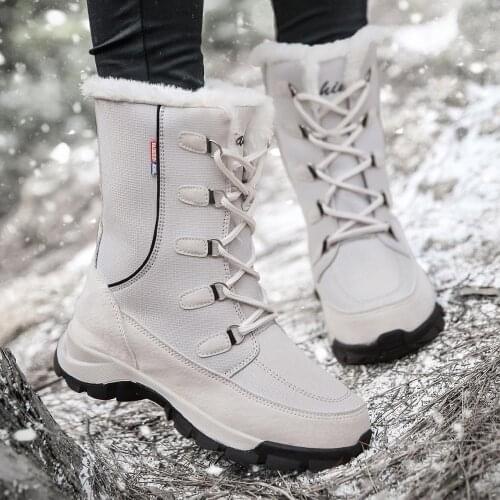 New Arrival Women Snow Boots Winter Warm Plush Womens boots Waterproof Boots Flat shoes Outdoor Walking Shoes Plus Size 35-42