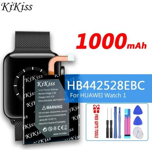 Original KiKiss Replacement Battery HB442528EBC For HUAWEI Watch 1 Watch1 Rechargeable Battery 1000mAh