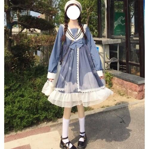 Original Design Lolita Cloud Months Long Sleeve Op Dress Women victorian kawaii clothes lolita medieval gothic loli dress