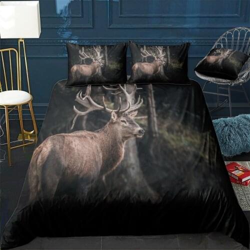 Black horn deer ear Quilt Cover Pillowcase 3Piece Comforter Bedding Set With Pillow Case Single Double Duvet Cover Home Decora