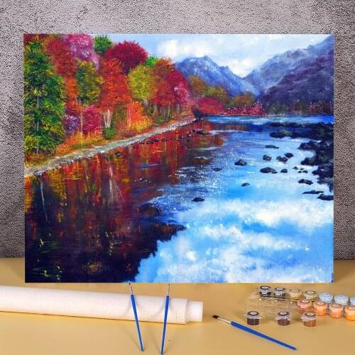Natural Scenery Perfect Day Paint By Numbers Set Acrylic Paints 50*70 Boards By Numbers Handmade Crafts For Adults Wholesale