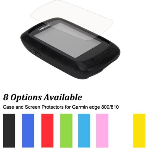 Rubber Protect Skin Case + Clear Screen Protectors Shield Film for Cycling Computer GPS Garmin Edge 800 / 810 Muti-Colors
