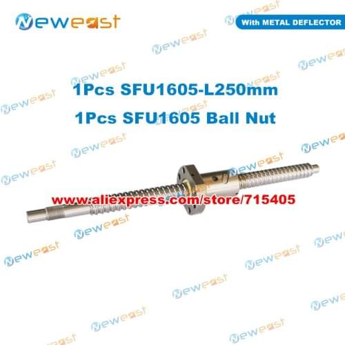 SFU1605 DIA.16mm ball screw L250mm+ SFU1605 METAL DEFLECTOR Ballscrew nut + end machining