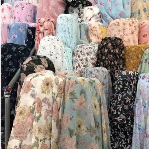 75D Chiffon printed chiffon fabric top womens broken flower micro transparent hanging fabric small fresh dress clothing fabric