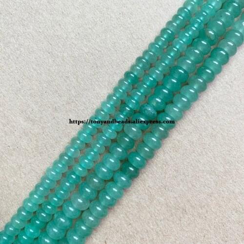 2lots more 10% off ! Natural Stone Smooth Rondelle Green Aventurine 7" Loose Beads 4X6 5X8mm Pick Size For Jewelry Making DIY