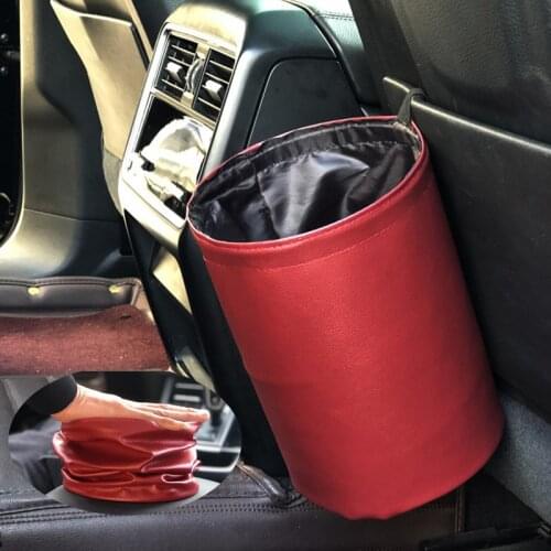 Folding Compressible Car Waterproof Trash Garbage Can Hanging Mount Automobile Interior Storage Dustbin