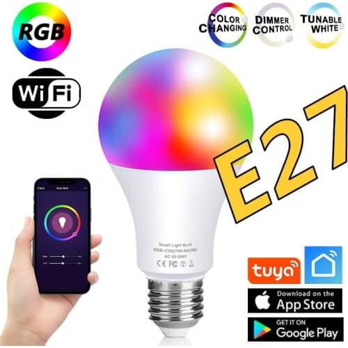 Smart WiFi LED Bulbs Works with Alexa Google Home E27/B22 10W RGB RGBCW RGBWW Bulb IR Remote Control Smart LED Light For Room