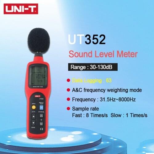 UNI-T UNIT UT352 Digital Sound Level Meter 30~130dB Noise Monitor Testers high/lower alarm analogue outputs condenser microphone