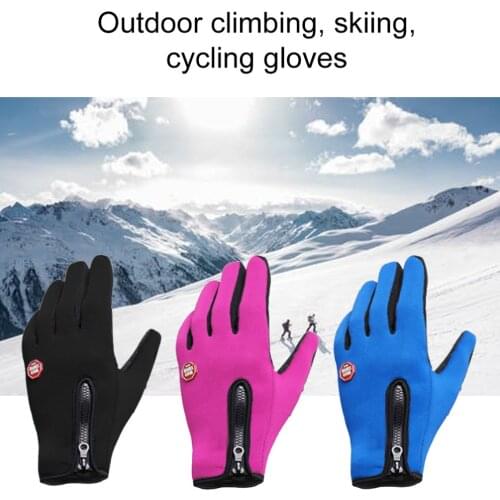 Cycling Gloves Men And Women Fleece Windproof Warm Touch Screen Gloves Outdoor Mountaineering Ski Driving Zipper Gloves