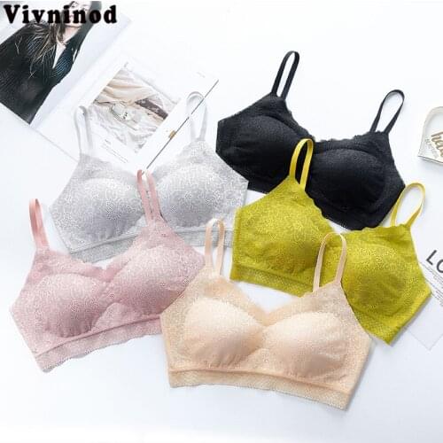 Wasteheart Women Fashion Gray Yellow Sexy Lace Bow Bra AB Cup Straps Bralette Cotton Solid Wireless Lace Underwear Sexy Lingerie