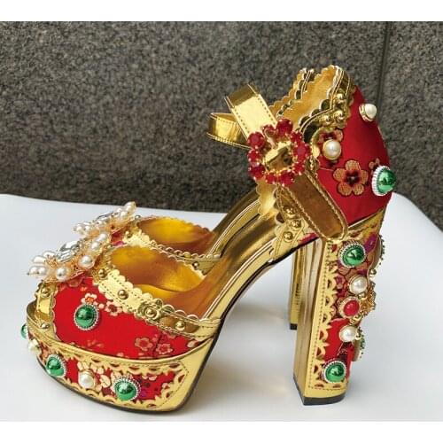 Summer Ladies Sandals Luxury Rhinestone Party Shoes Ladies Ankle Strap Super High Heel Platform Sandals