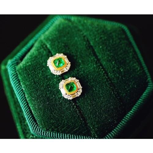 JHY711 Solid 18k Gold Nature 0.3ct Green Emerald Earrings for Women Fine Jewelry Birthday Presents