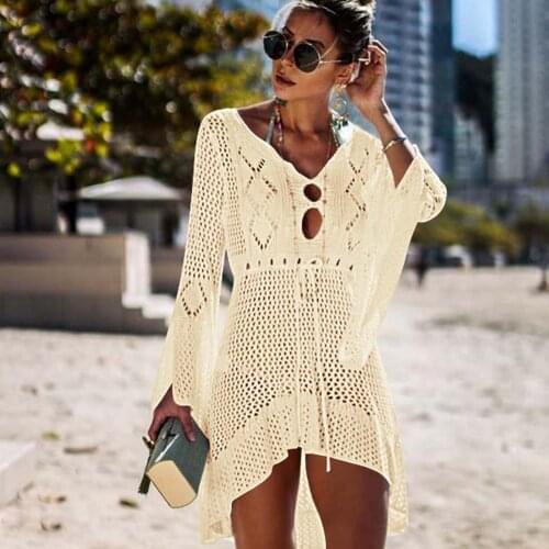 Women Beach Dress Cover-ups Swimsuit 2021 Beachwear Dresses Bathing Suit Summer Tunic Sexy Kimono Out Blouse Loose Tops