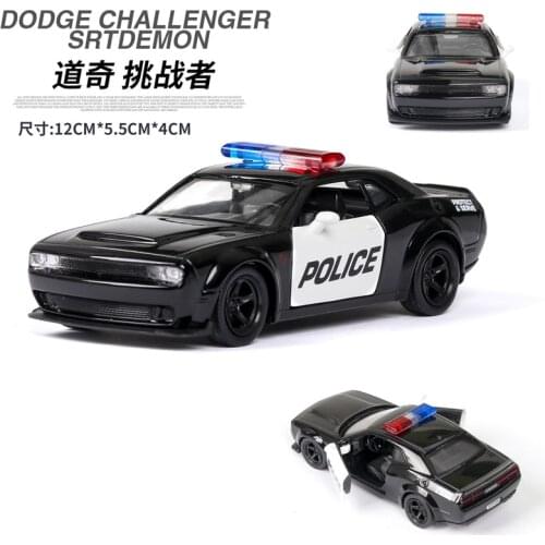 1/36 Scale Dodge Challenger Police Car Diecast Alloy Pull Back Car Collectable Toy Gifts Child