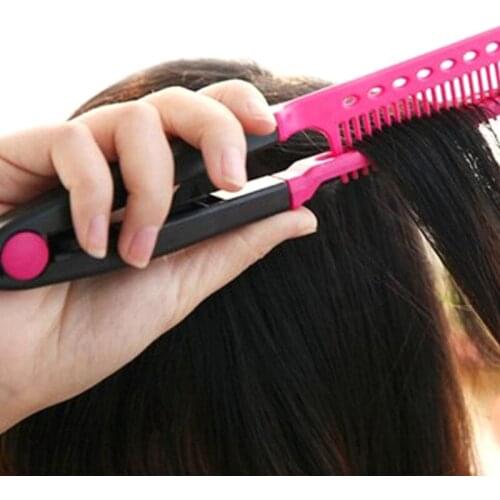 1 Pc V Type Hair Straightener Comb Washable Folding Hair Straightener Comb DIY Salon Hairdressing Brush Styling Tool Accessories