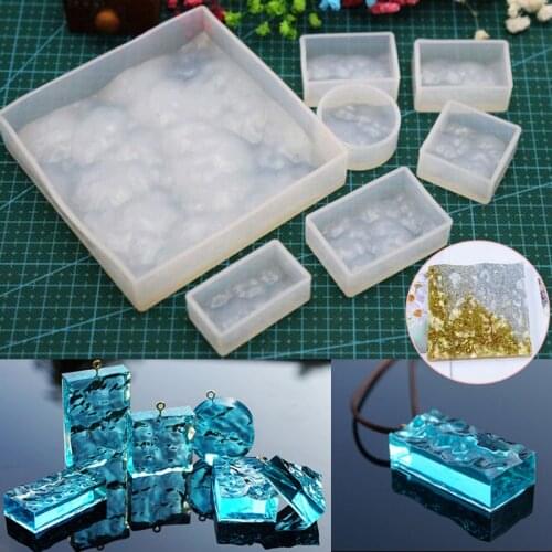 1PC Water Ripple Pendant Silicone Mold Resin Silicone Mould Handmade DIY Jewelry Making Epoxy Resin Molds Square Round Rectangle