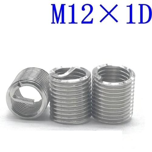 10Pcs M12*1D Stainless Steel Coiled Wire Helical Screw Thread Inserts M12 Screw Bushing self tapping thread repair tool