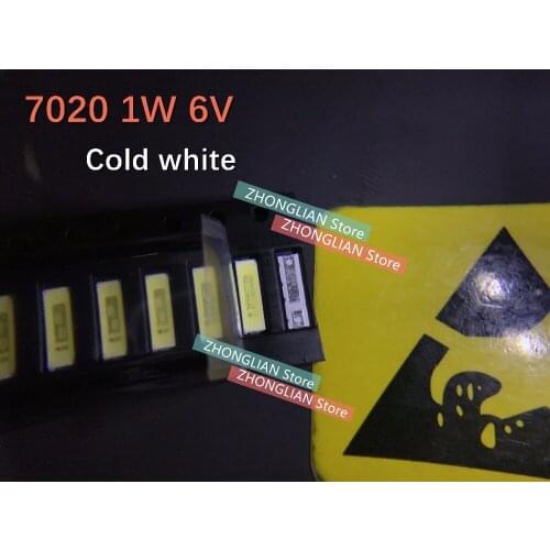 1000pcs/Lot 7020 lamp beads 1W 6V LED repair LCD TV backlight cold white lamp beads