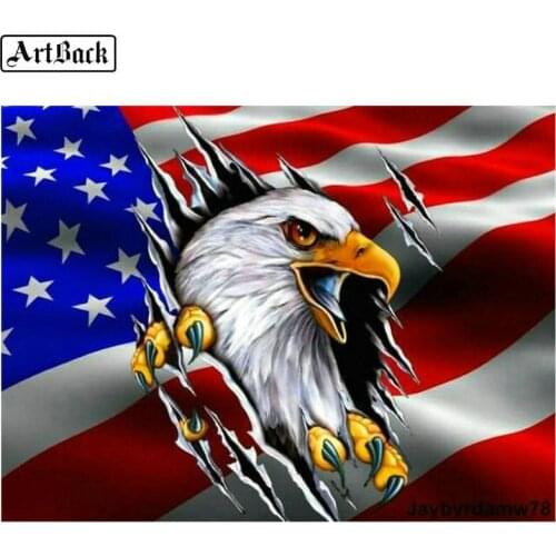 5d diamond painting eagle USA flag full square drill diamond mosaic resin 3d round rhinestone home decoration sticker 40x50cm